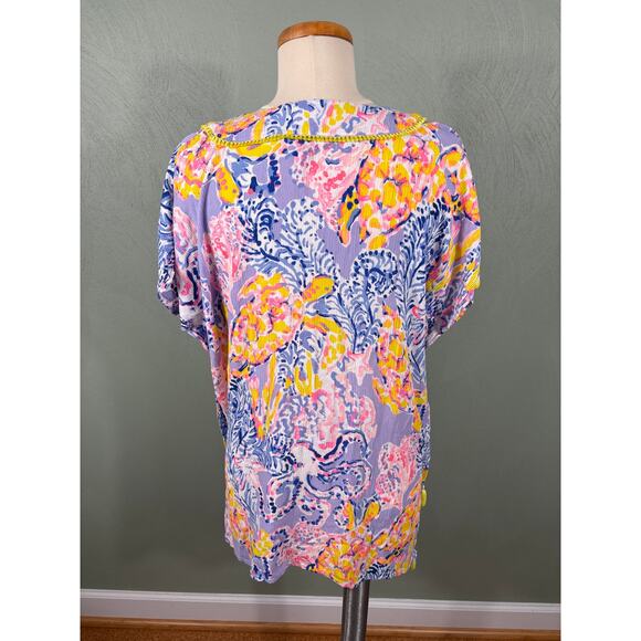 Lilly Pulitzer Seagate Cover Up Women's Size XXS/XS Colorful Tassel Caftan Beach - Picture 2 of 10